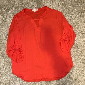 Chaus Split Neck Orange Blouse